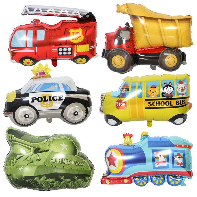 1 Pc Balon Aluminum Foil Desain Tank Truk Ambulans Untuk Dekorasi Pesta Ulang Tahun Anak