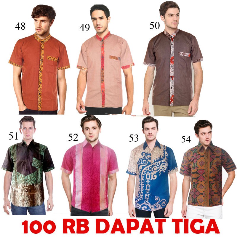 99 ribu Dapat 3 Kemeja Batik Motif Terkini