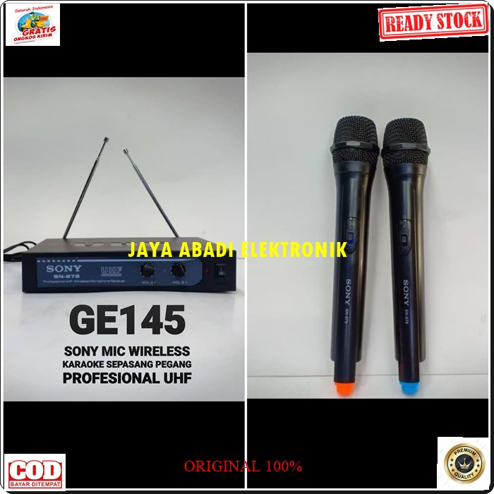 G145 SONY MIC PEGANG UHF WIRELESS SEPASANG  MIKROPHONE VOKAL  BEST SISTEM AUDIO PANGGUNG  PENGERAS SUARA JERNIH DAN SENSITIF BISA UNTUK ACARA CERAMAH PIDATO DLL LEBIH PRAKTIS BISA UNTUK SEGALA JENIS AUDIO HARGA TERJANGKAU