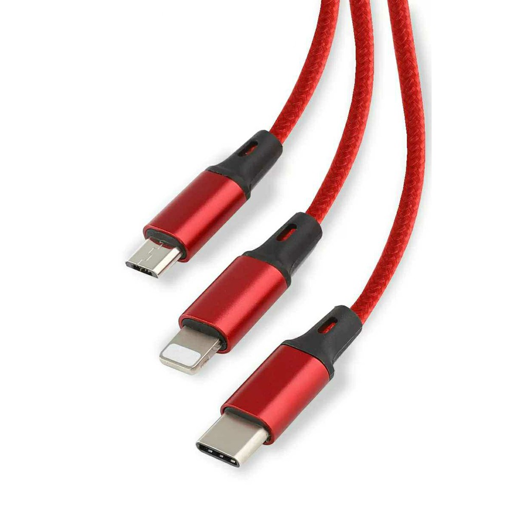 Kabel charger 3in1 3A fast charging 1.2M