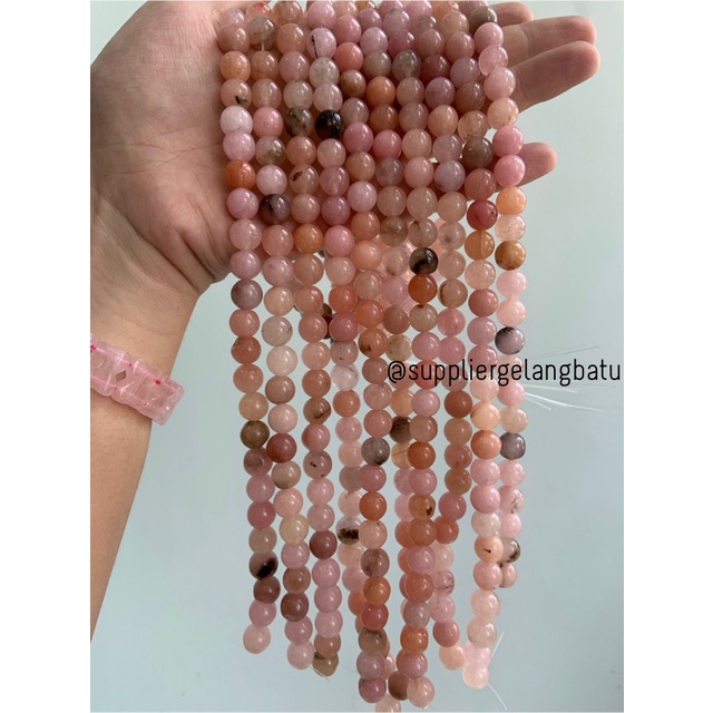 bahan batu import sun stone 10mm round stone beads natural pink peach