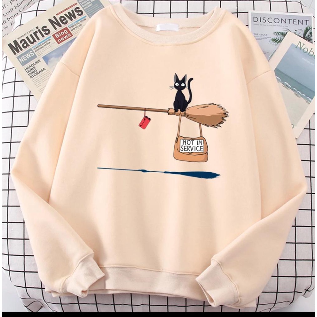 Baju atasan wanita terbaru Sweater Oversize Bahan Fleece KITTEN CREWNECK Sweeter