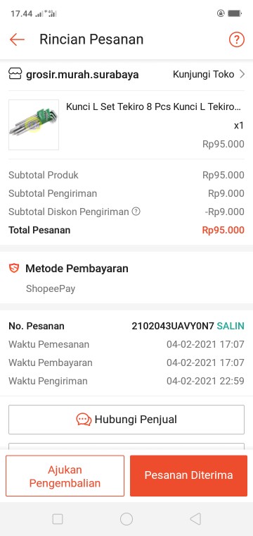 Kunci L Set Tekiro 8 Pcs Kunci L Tekiro Panjang Tekiro Original (2-10mm) 8pcs