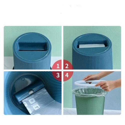 ANG TONG SAMPAH BULAT SET DISPENSER PENYIIMPANAN KANTONG PLASTIK DI BAWAH / TEMPAT SAMPAH RUANG TAMU