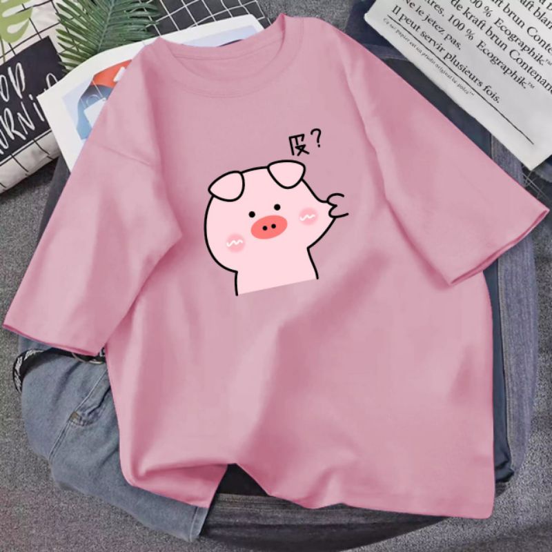 ATASAN OVERSIZE WANITA BABI PIGGY PINK | ATASAN OVERSIZE WANITA MURAH | BAJU WANITA LUCU | BAJU WANI