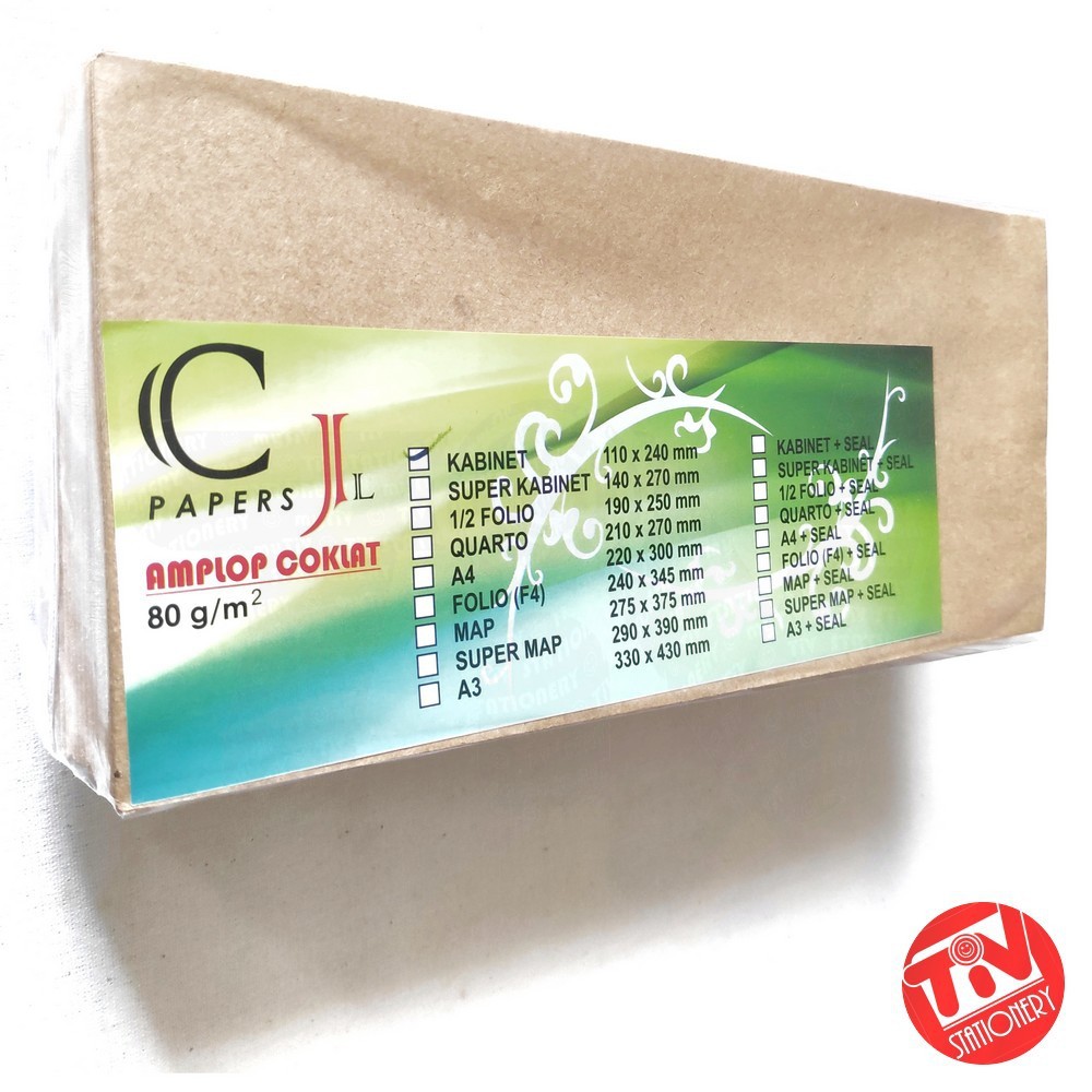 

Amplop Coklat Kabinet (1 Pack = 100 pcs)