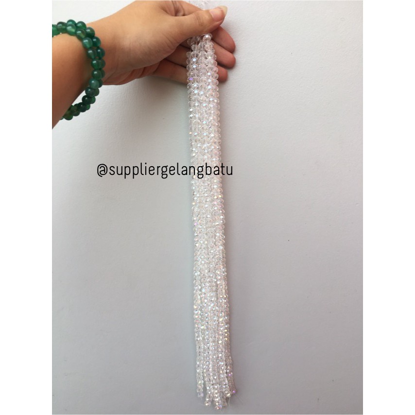 Crystal Ceko Doft 8mm WHITE QUARTZ putih bening manik bakpao rondele fashionita pria wanita model