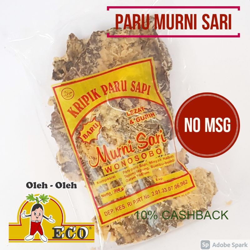 

Camilan - Keripik Kripik Paru sapi asli No MSG gurih dan renyah Murni Sari