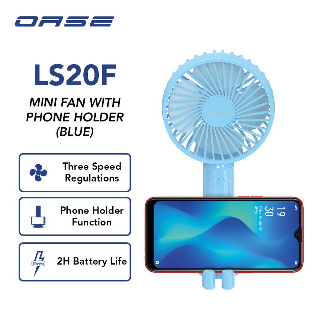 OASE Phone Holder Portable Mini Fan Baterai 2 Jam Garansi Resmi 6 Bulan
