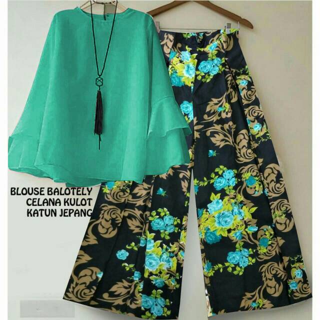 Setelan set st kulot kullot full bunga flower wanita perempuan jumbo fit to XL murah