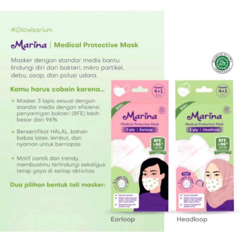 Masker Medis earloop Marina 5pc