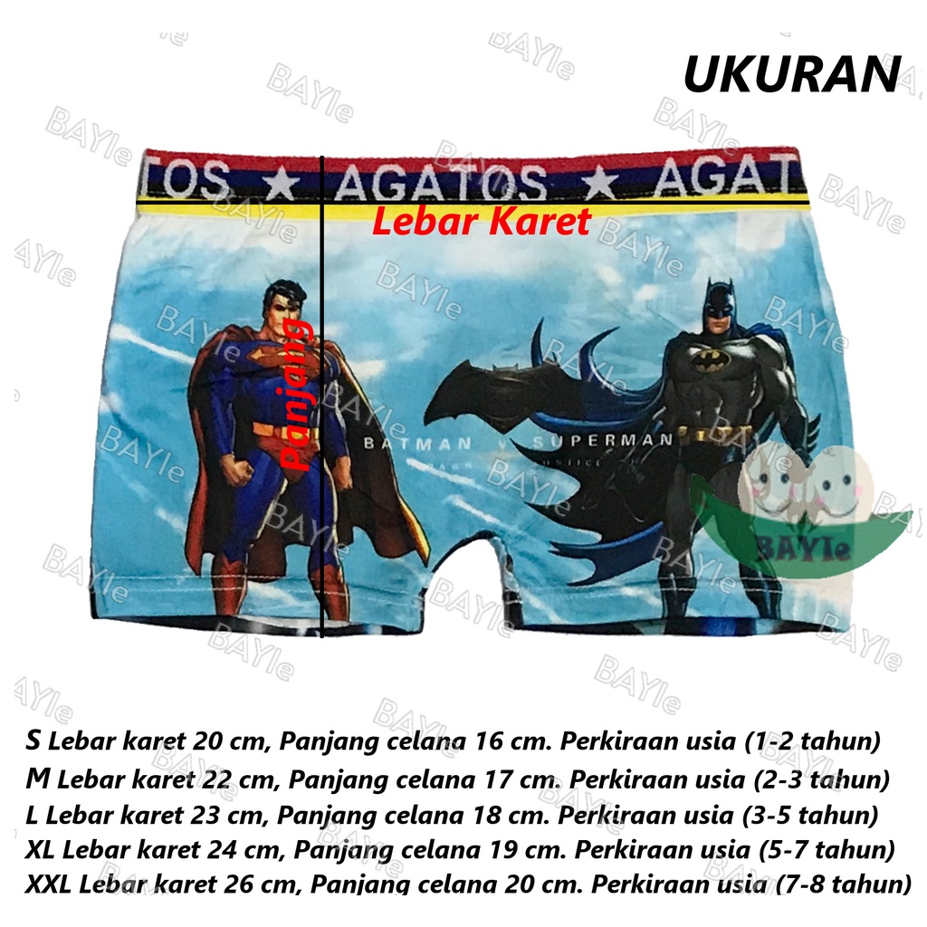 BAYIe - 12 PCS Celana Dalam / CD BOXER Anak laki-laki HAPPY BOY / AGATOS / Kid's Underwear