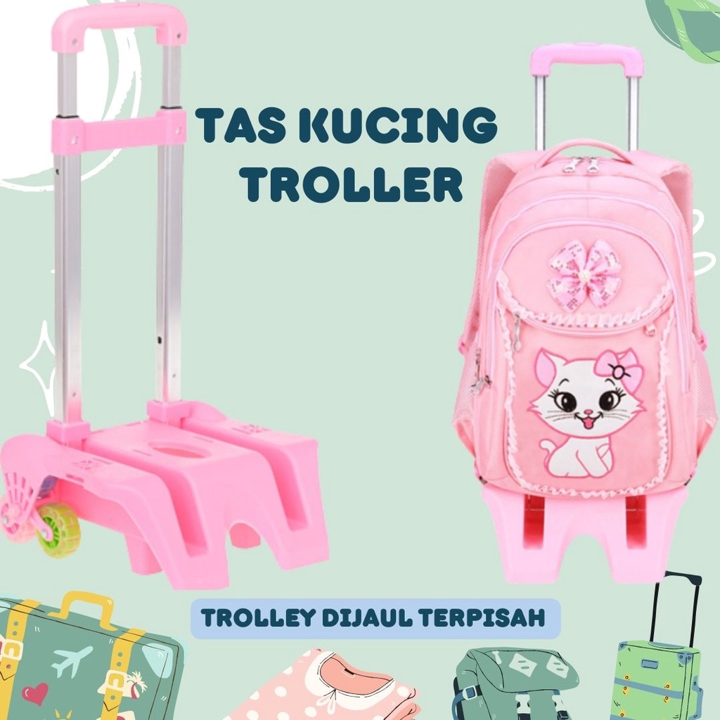 Tas Ransel Troli Karakter Anak Perempuan Laki-Laki Tas Trolley Dorong Koper Tas Sekolah Troller Trolly Spiderman Karakter Unicorn Trolley Tas Import