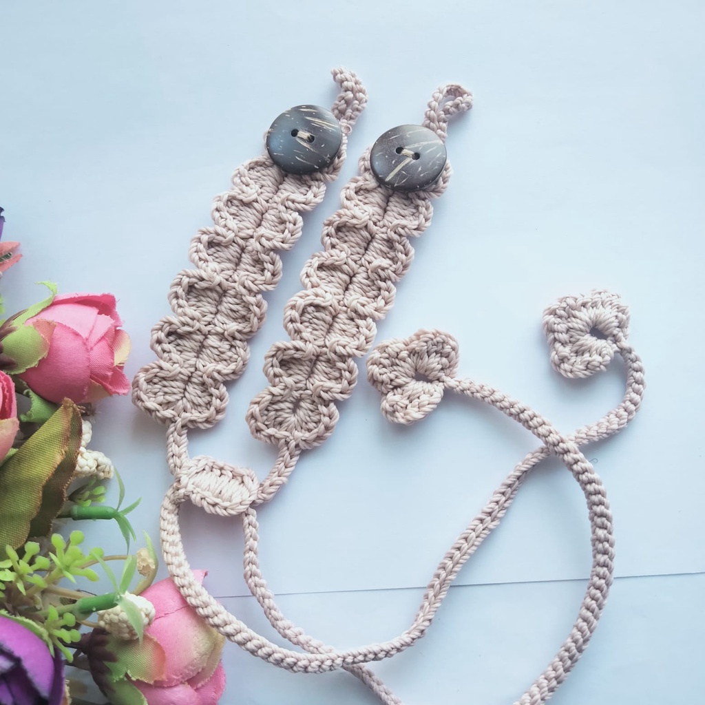 strap masker hijab RAJUT /strap masker hijab/konektor masker/strap masker/strap mask