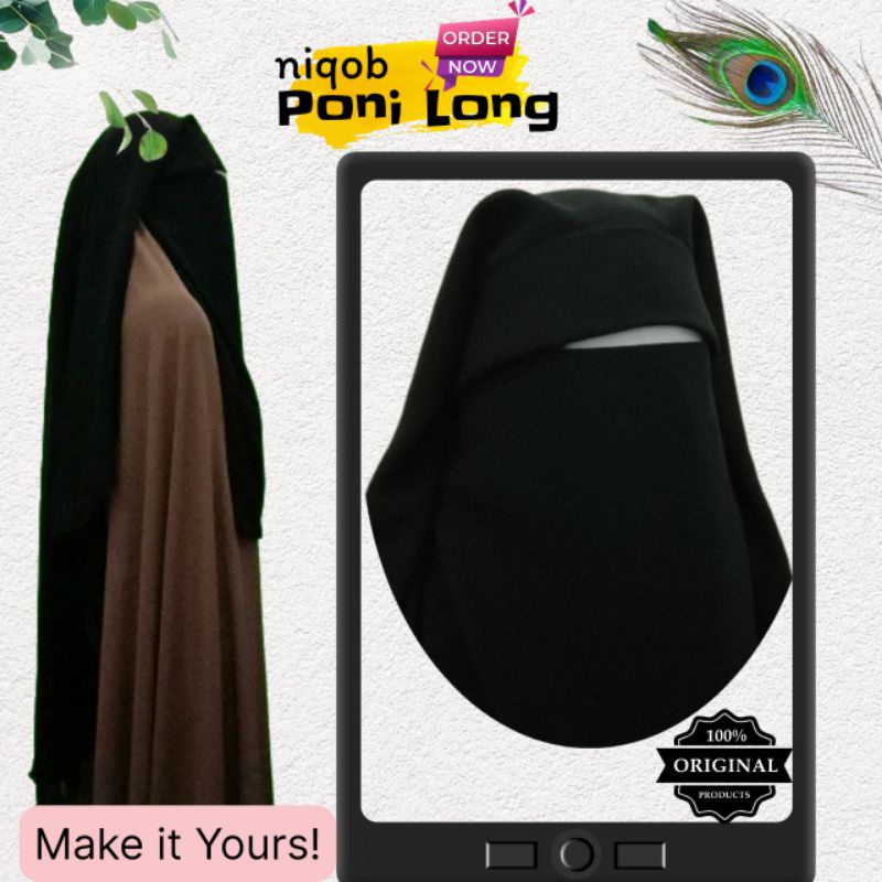 Niqob Lepasan poni purdah long