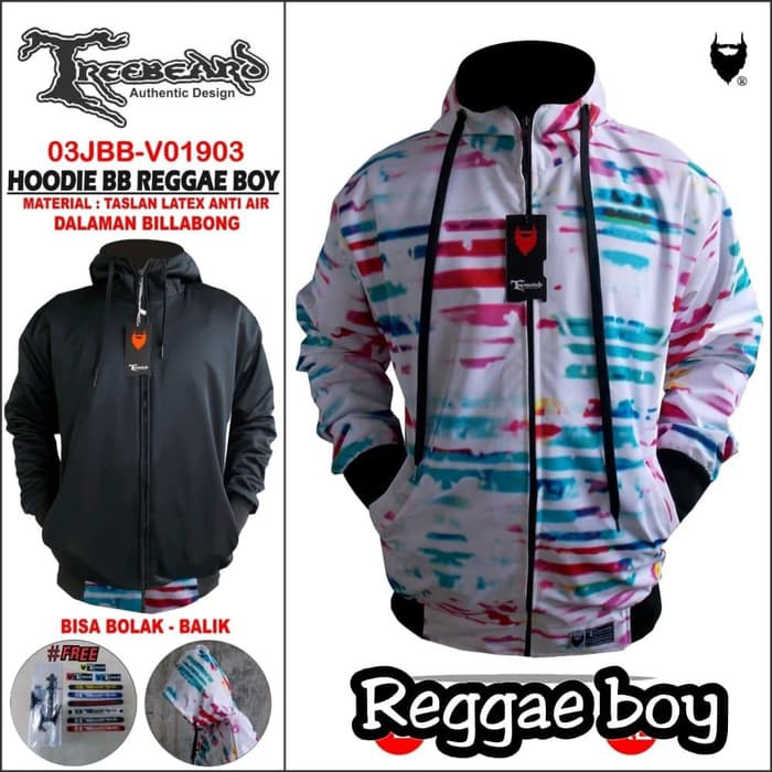Jaket Hoodie Pria Merk Treebeard Original/Jaket Bolak Balik Uk. L- XL