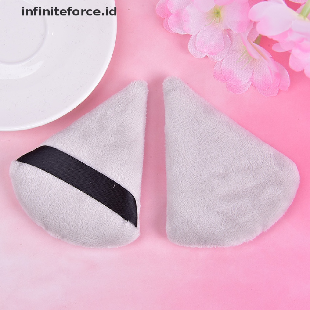 Infiniteforce.id 2pcs / Set Spons Puff Velvet Bentuk Segitiga Untuk Makeup / Kosmetik Wanita