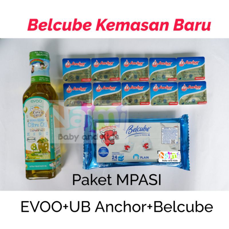 Paket Hemat MPASI EVOO Casa di Oliva UB Unsalted Butter Anchor Keju (Belcube, Kiri, Babybel)