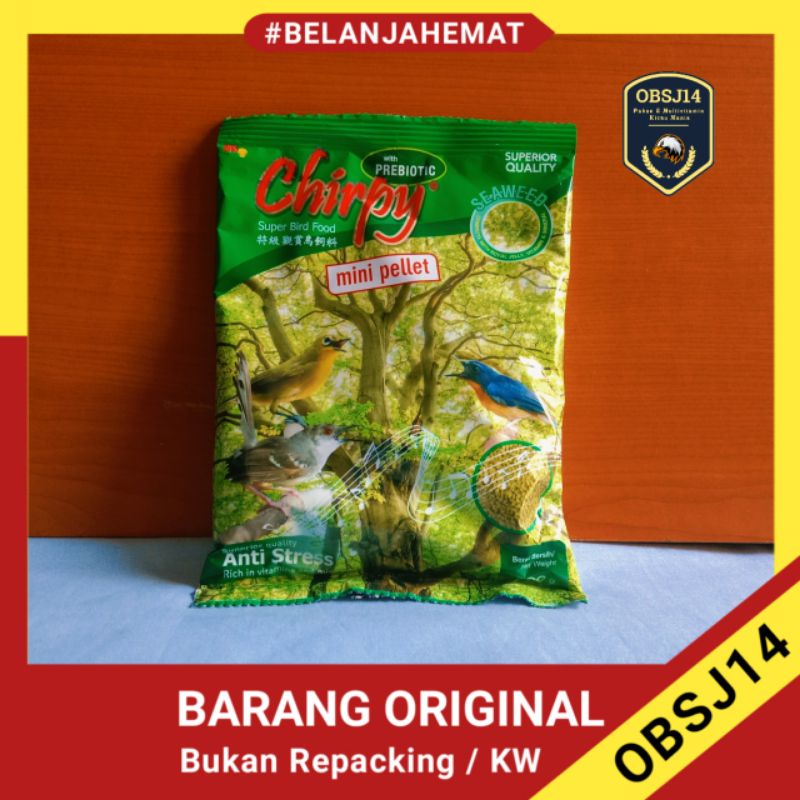 chirpy mini pelet seaweed voer hijau extra rumput laut pakan burung