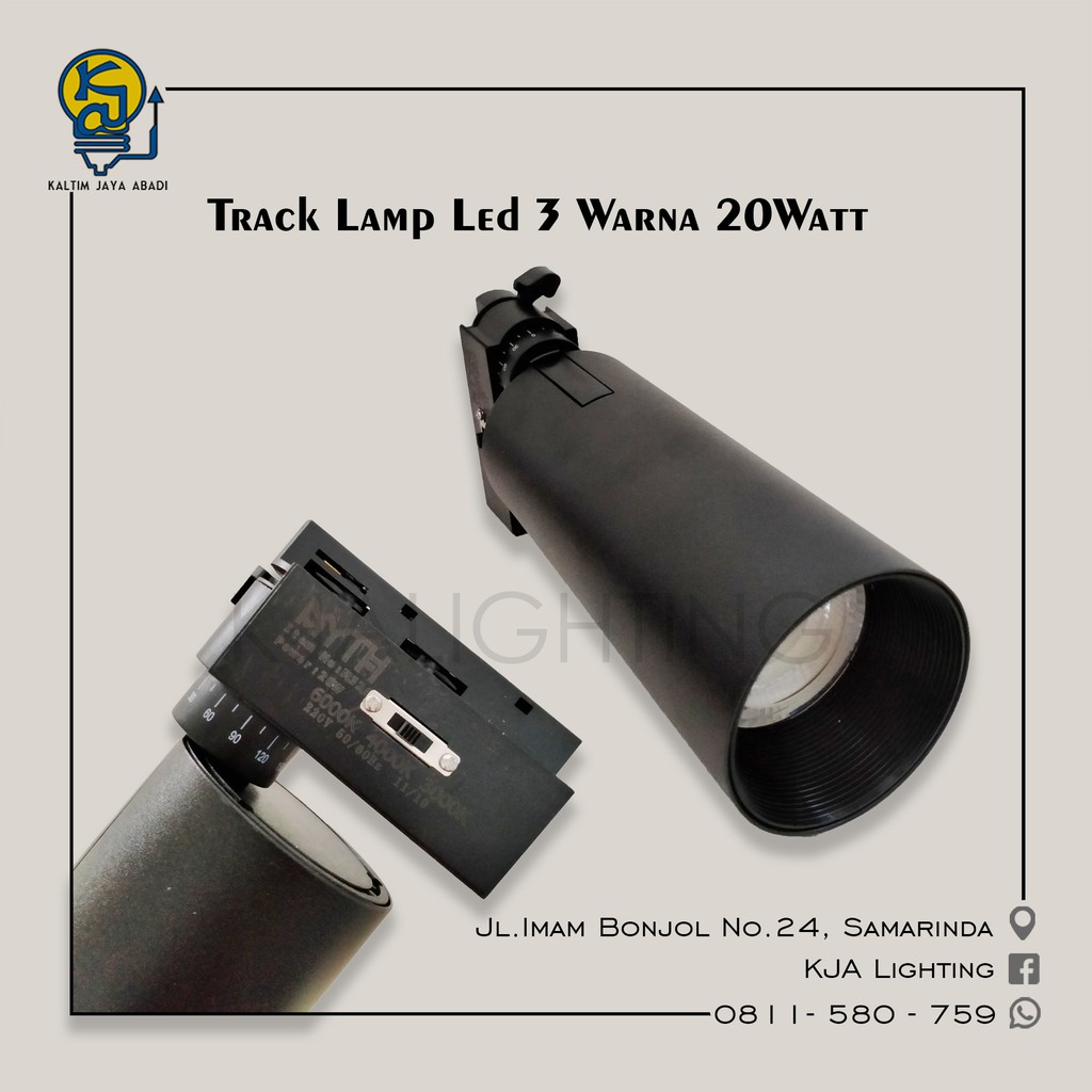 LAMPU RELL TRACK LED SPOT 20W 3 CAHAYA