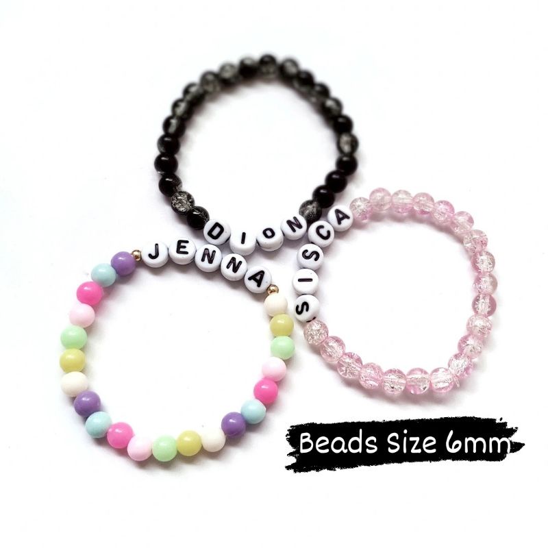 Gelang Manik Nama - Ukuran Manik 4mm &amp; 6mm