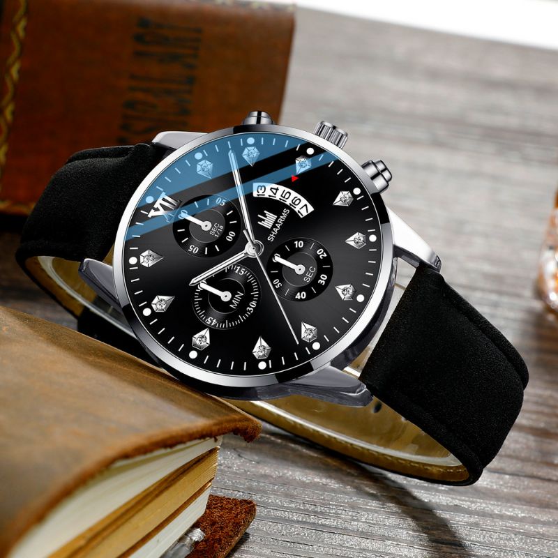 Jam Tangan Pria Kulit Anti Air Original Sharms Fashion Casual Quartz Luxury Leather Men Watch Simple Glow in the dark water resistence Arloji Pria