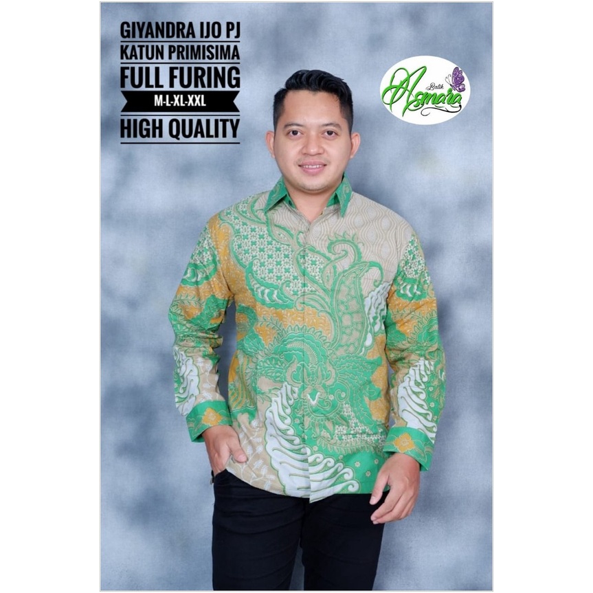 DISKON BESAR GIYANDRA IJO KEMEJA BATIK SOLO PRIA LENGAN PANJANG LAPIS FURING ATASAN PREMIUM MODERN K