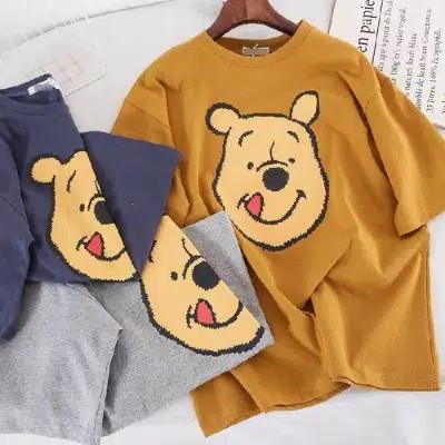 TBI Kaos Pooh Bear T-Shirt Oversized Lisa Blackpink Loose Shirt