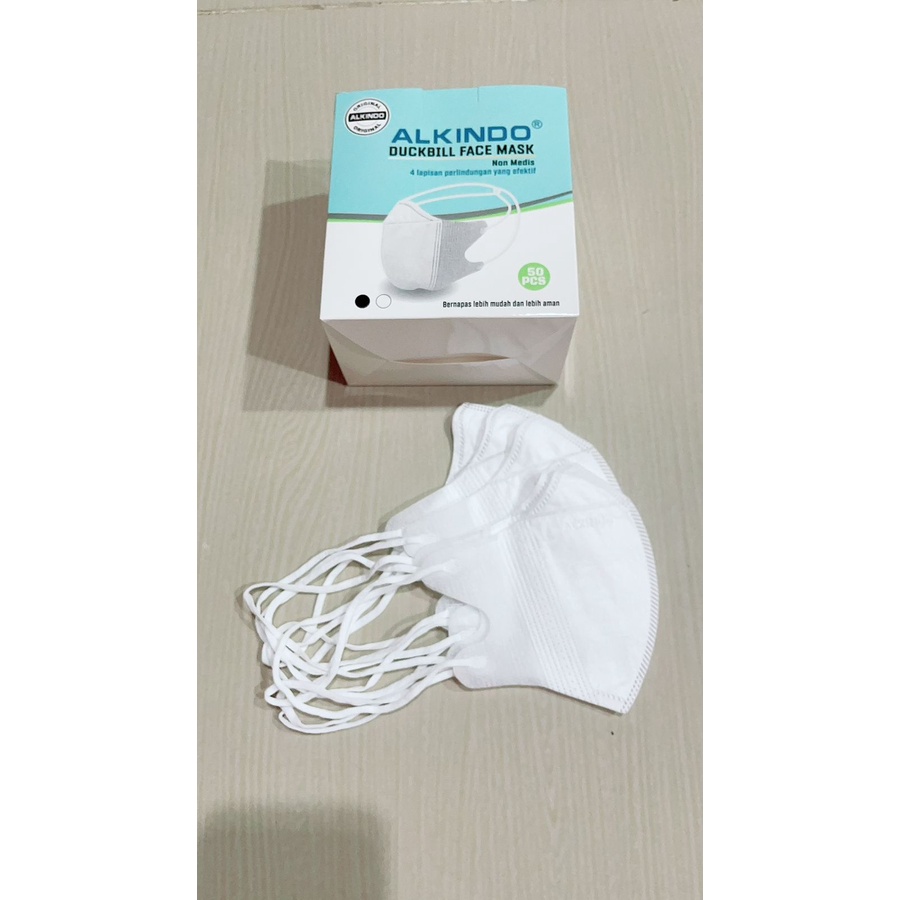 Masker Dukbill Alkindo 4ply warna hitam putih  isi 10pcs / masker dukbil