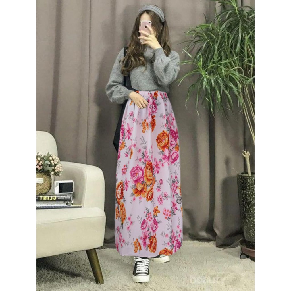 IZANY Rok Wolfis Panjang Banyak Motif-MIXED FLOWY PINK