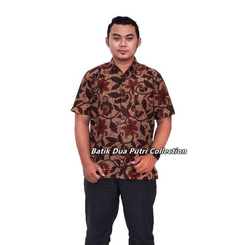 Batik Couple Blouse Batik Wanita Atasan Batik Lengan Serut Hem Batik Pria Lengan Pendek