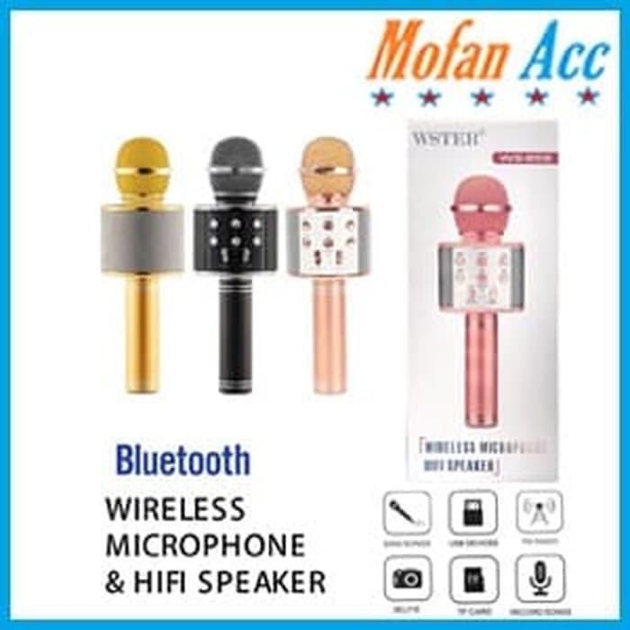 Bagus #EH134 / MIC WSTER WS 858 Wireless Bluetooth Karaoke - Mic Smule