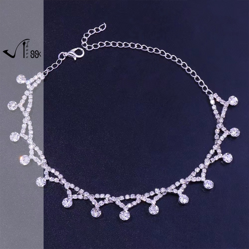 Simple Cutout Crystal Ankle Bracelet 5185