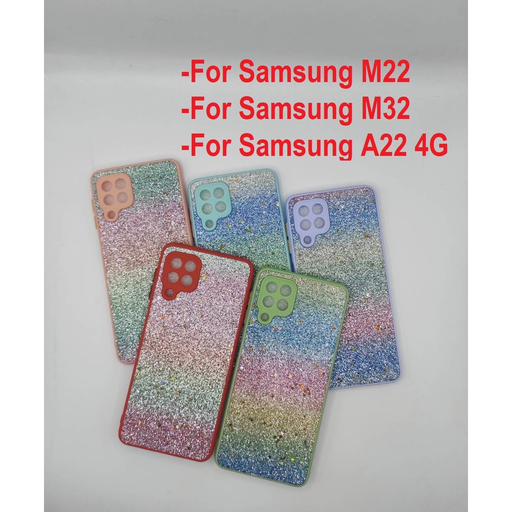 Case Samsung A22 Case Softcase BLING BLING RAINBOW Case Casing Hp Samsung A22