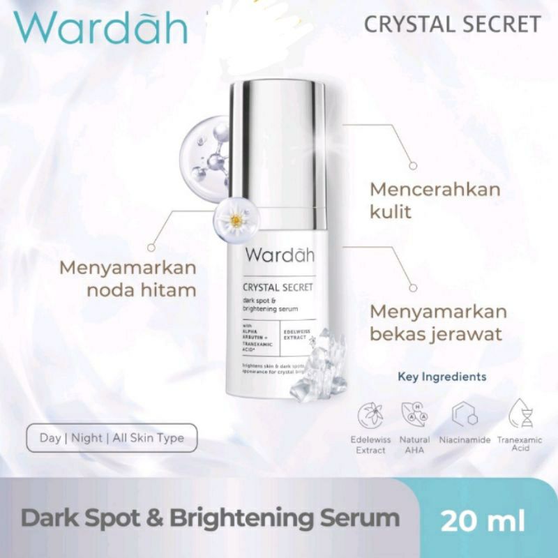 Wardah Crystal Secret Dark Sport &amp; Brightening Serum 20 m (kemasan baru)l /White Secret