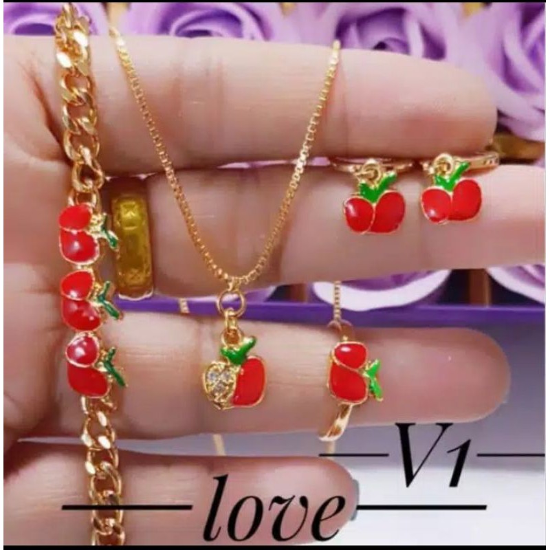 Xuping Set anak anak Lapis emas 22k motif buah tomat menarik dan cantik