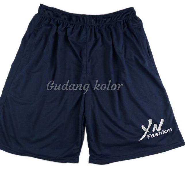 ✺ Celana Pendek Pria Big Size Polos Santai Kaos 7/8 Jumbo - Hitam ●