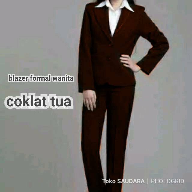 Blazer formal wanita coklat tua s sampai 5L