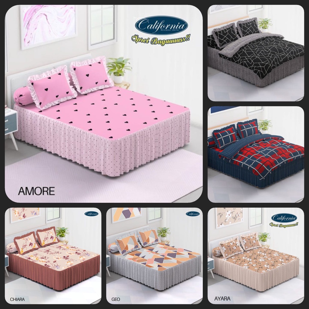 Sprei Rumbai California From My love Bantal 2 dan Bantal 4 Ukuran 180 x 200