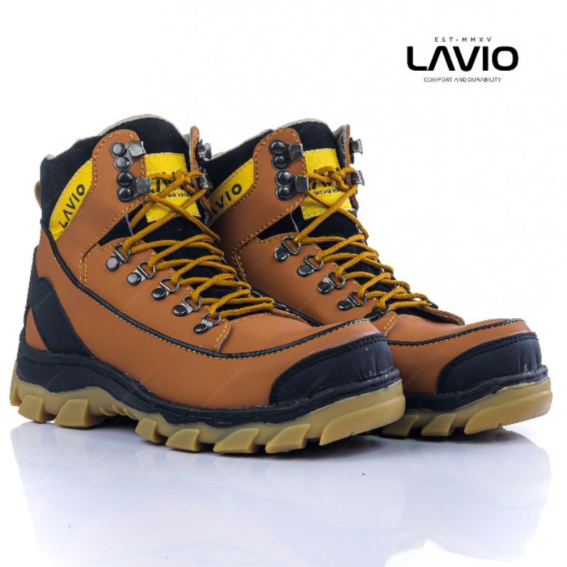 Lavio Wood Sepatu Safety Boots Original Terlaris Ujung Besi