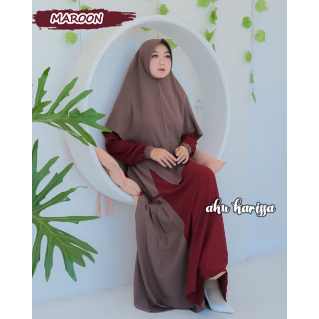 aidah set syari by aku karissa dress set khimar original aku karissa ,ity crepe maroon milo gamis te