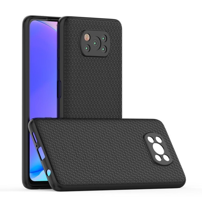 POCOPHONE X3 PRO CASE SOFTCASE FIBER PATTERN CAMERA PROTECT SILIKON KARET CASING BLACK COVER