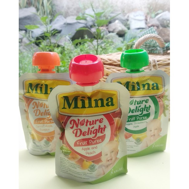 Milna Nature Delight Fruit Puree 80gr - Cemilan Anak