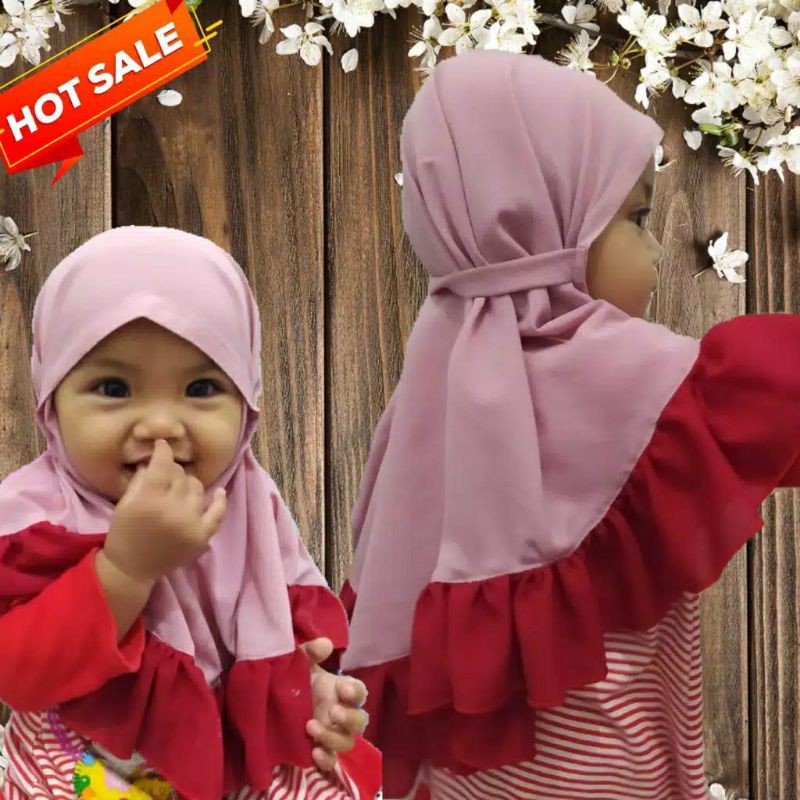 HIJAB CACA BERGO TALI ANAK, HIJAB BERGO REMPEL COMBI ANAK