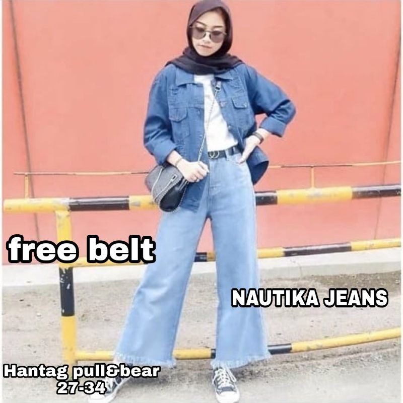 HAIGH WAIST  KULOT JEANS WANITA PREMIUN FREE BELT RING//HAIGHT WAIST KULOT RAWIS