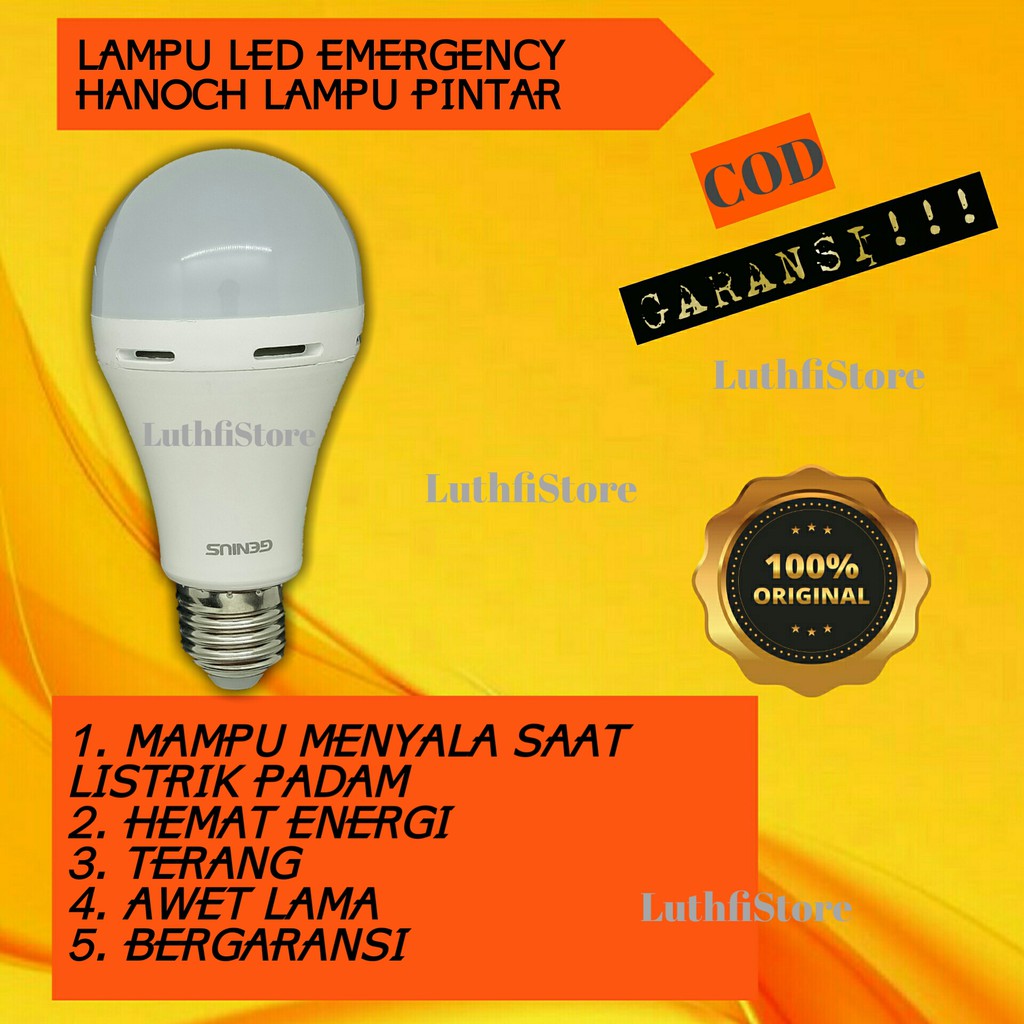 Lampu Emergency LED Bulb Bohlam Hanoch hannoch AC/DC 6W 8W 10W 12W 15W 6 watt 8 watt 10 watt darurat