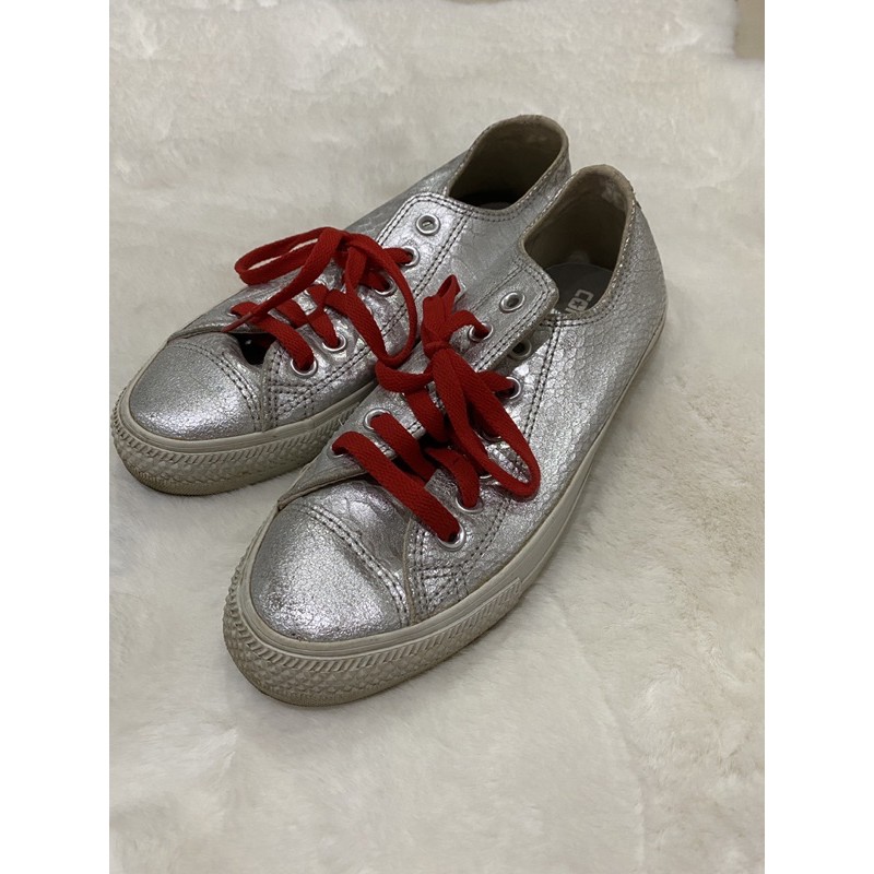 converse all stars kulit silver original