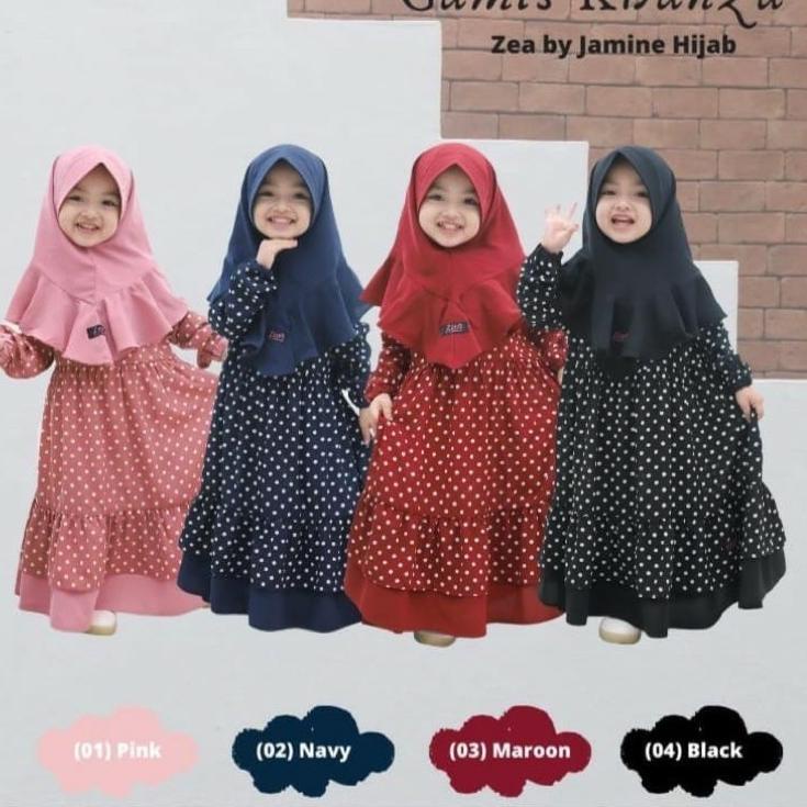 (WO)★ Gamis Khanza Polkadot Anak Non Bergo Umur 2 - 5 Tahun<Sedang⭐.discon>⭐