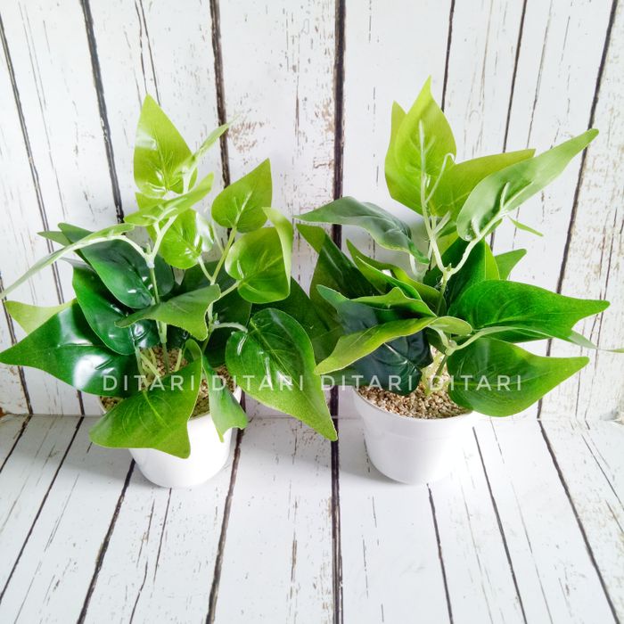 RUMAH TANGGA DEKORASI DAUN PALSU MINI DAUN ARTIFICIAL PLASTIK POT