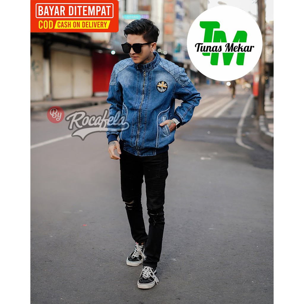 Jaket Jeans Quilting Rocafela The News 100% Original ~ Jaket Jeans Pria